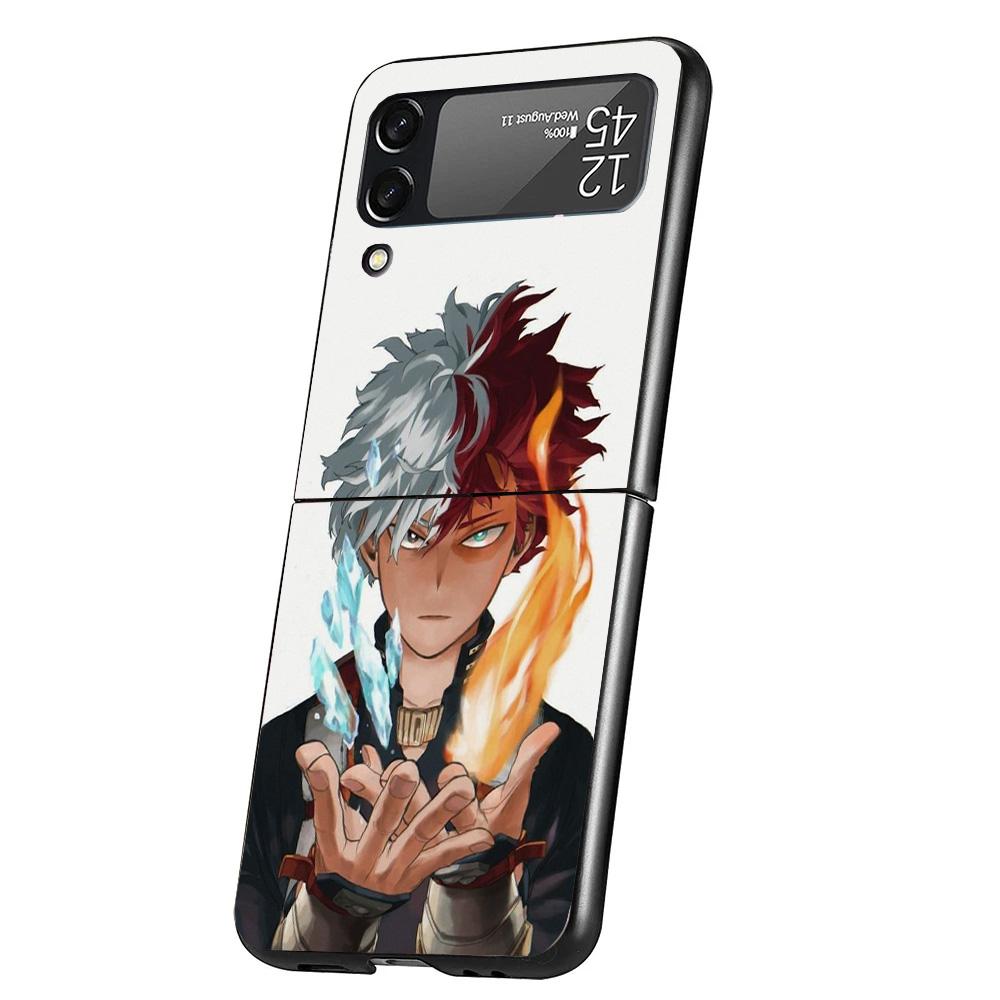 My Hero Todoroki Shoto Case Phone Cover for Samsung Galaxy Z Flip 6 5 4 3 5G ZFlip6 ZFlip5 ZFlip4 ZFlip3 Black Hard Trend Fundas