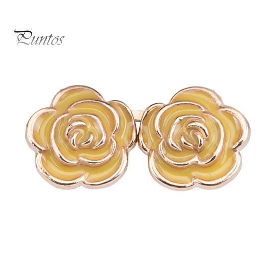 Metal Pants Tightener Pins 1 Pair Rose Waist Pins, No-sew Tighteners, Cincher Detachable Flower for Jeans Skirts Waistband Adjustment Tool