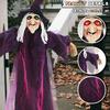 Nicro Hot Selling Latex Witch Ghost with Hat Hanging Pendant Haunted House Horror Glowing Long Hair Halloween Decorations