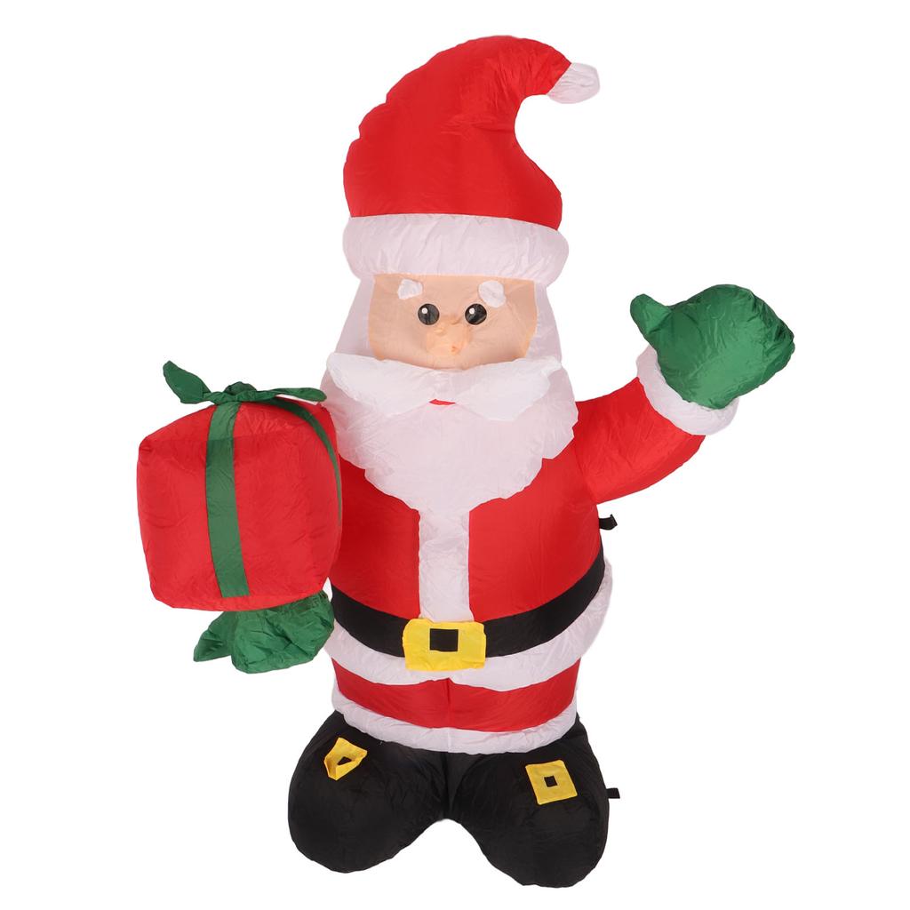 Nadmuchiwana dekoracja świąteczna 4 stopy poliestrowe włókno dmuchane Święty Mikołaj trzymający prezent na Boże Narodzenie