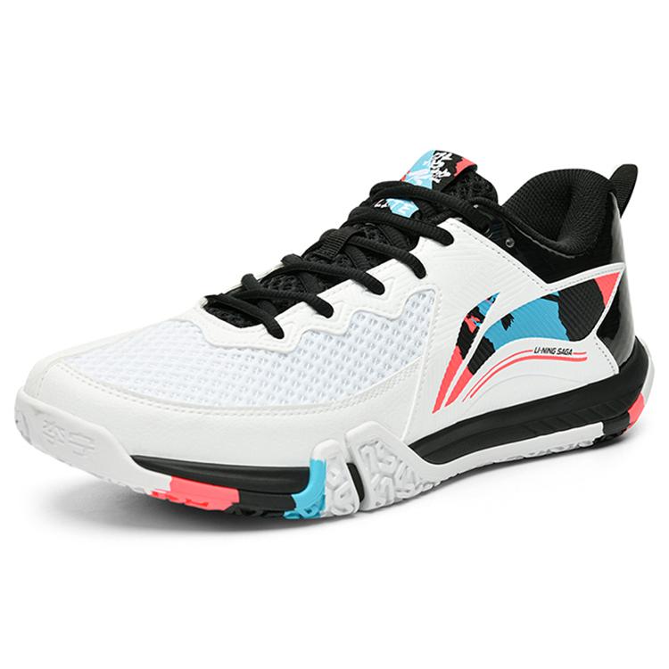 Li Ning Saga 2 Lite Cushioning Slip Resistant Abrasion Resistant Low top Badminton Shoes Unisex White AYTT003-2