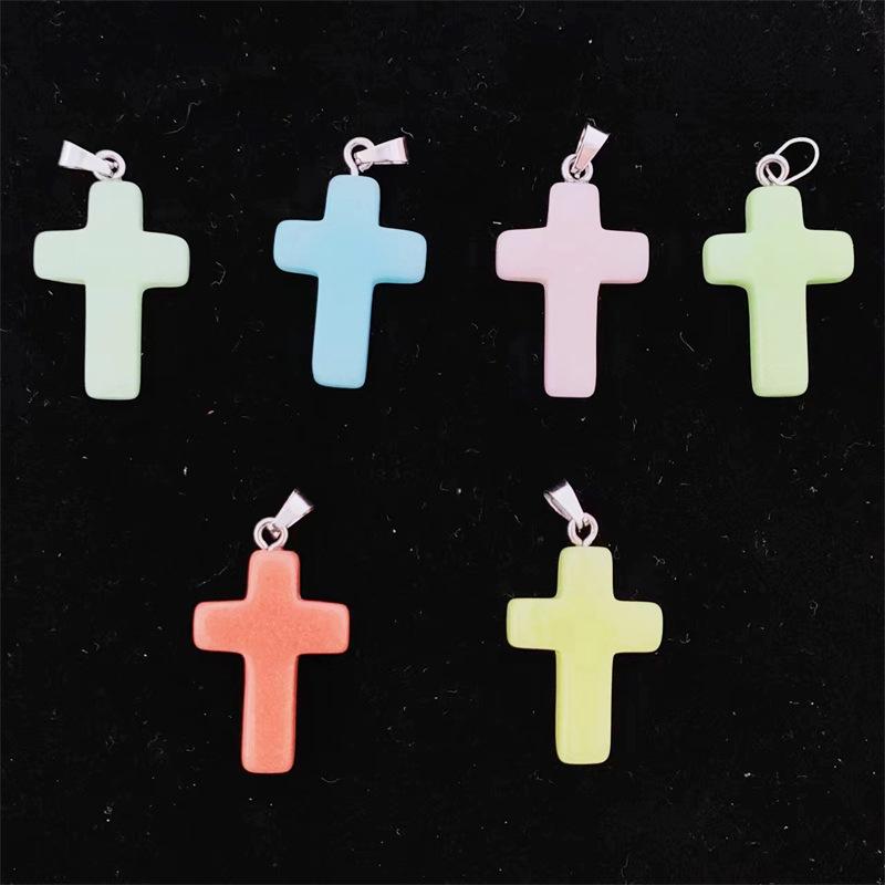 Amethyst Stone Cross Pendant Necklace - European & American Fashion Accessory