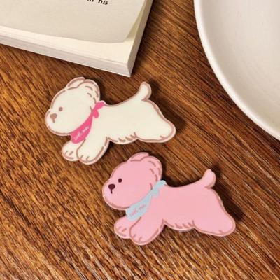 2Pcs Girl Hairpin Acrylic Color Matching Puppy Shape Hair Clips Lightweight Side Bang Hair Pins Hair Styling Accessories