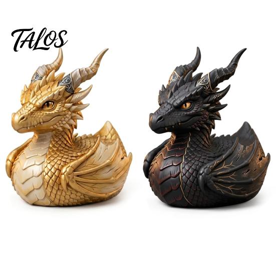 Medieval Fantasy Room Decor Dark Dragon Collectible Duck, Gothic Resin Statue for Home Decor, Hand-Painted Detailed Gift Mythical Figurine,