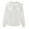 Solid Color Women's Shirt French Style Peter Pan Collar Single Breasted Female Long Sleeved Shirts Spring New Loose Sweet Ladies Front Open Top
