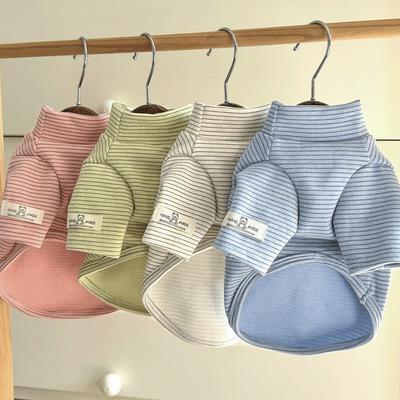 High Collar Pet Bottoming Shirt Striped Pattern Pet Pullover Casual Dog T-Shirts  Indoor Wear