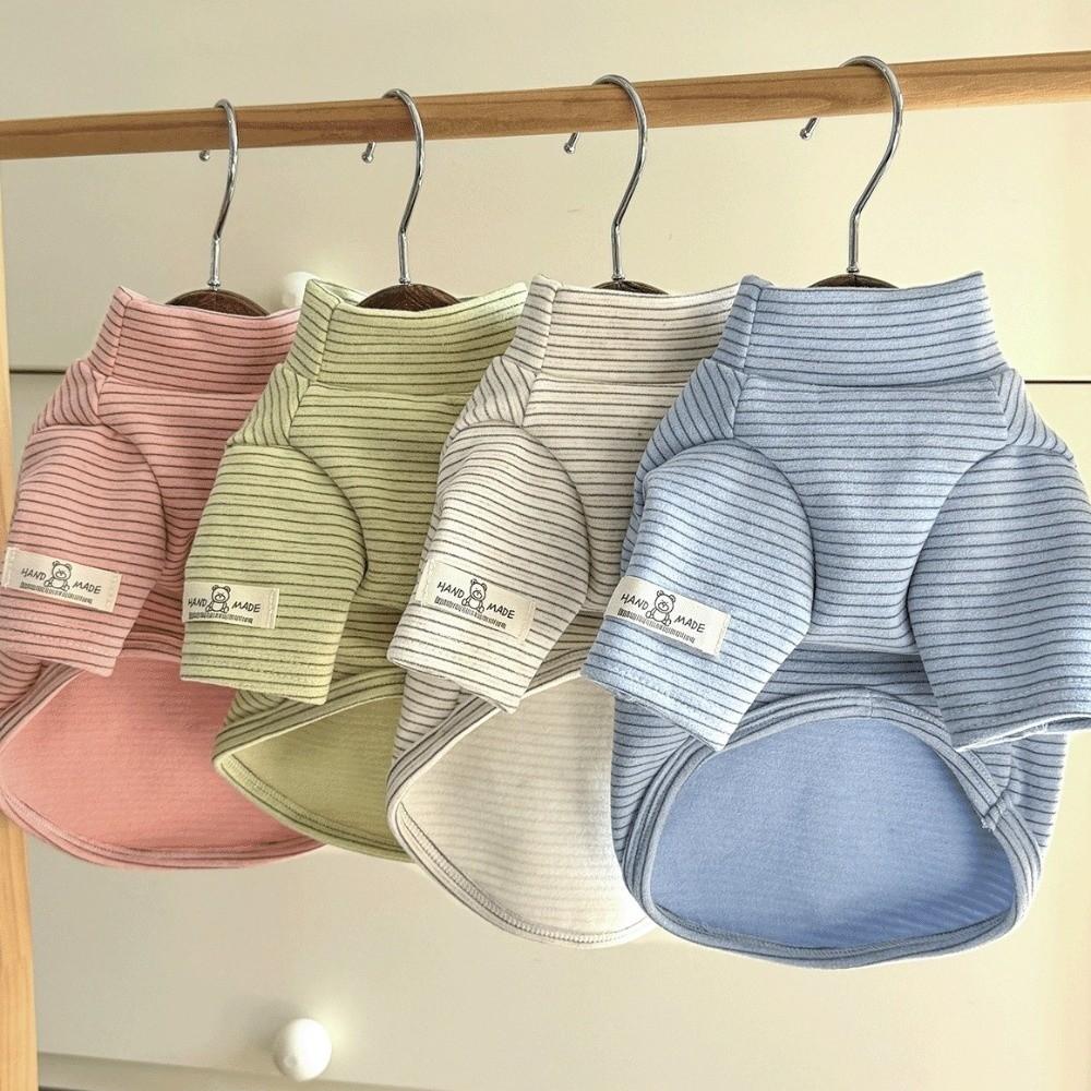 Striped Pattern Puppy Hoodies High Collar Two-Leg Dog Clothes Casual Dog T-Shirts  Winter Season