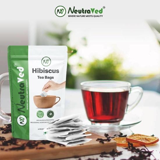NeutraVed Hibiscus Tea Bags | Herbal Tea Bags with Pure Hibiscus, Pack of 1 (40 Tea Bags) | Stored In Reusable Zipper Pouch - 40 Pec