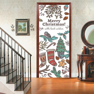 Christmas Window Door Sticker For Living Room Bedroom DIY Self-adhesive Wallpaper Home Decor Door Poster Renovation Easy To Stick