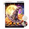 DIY Frameless Pearl Art Kit Witch Hat Pumpkin Design 3D Bead Painting Canvas Relaxing Handmade Craft for Home Decor Wall Art Gift