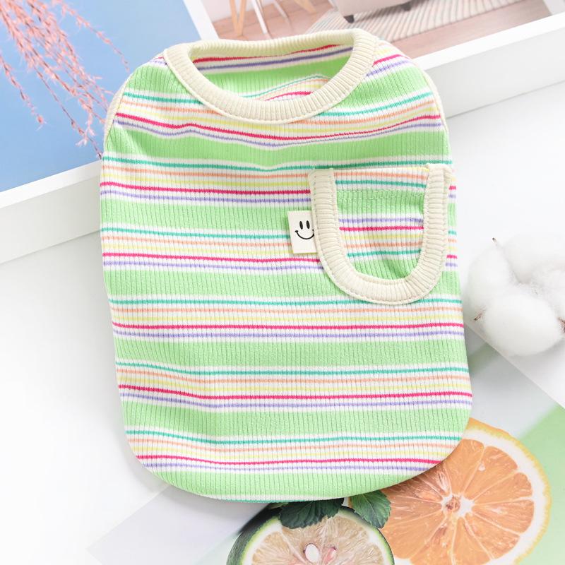 

Стрейч Полосатый Домашний Кот Маленький Щенок Тедди Померанский Собака Одежда Весна Осень Лето Тонкий Жилет с Карманом XXL зелёный