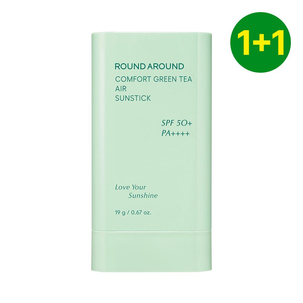 ROUND A'ROUND Comfort Green Tea Air Sunstick 19g Double Set