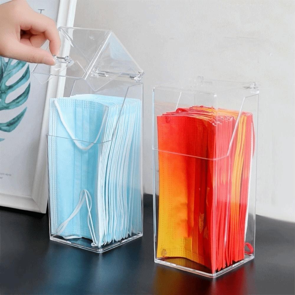 Transparent Transparent Mask Storage Box Flip Lid Pencil Storage Holder  Bathroom