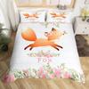 Kids Pink Rose Rabbit King Queen Duvet Cover Cartoon Animal Comforter Cover Rose Moon Floral Bedding Set Polyester Quilt Cover