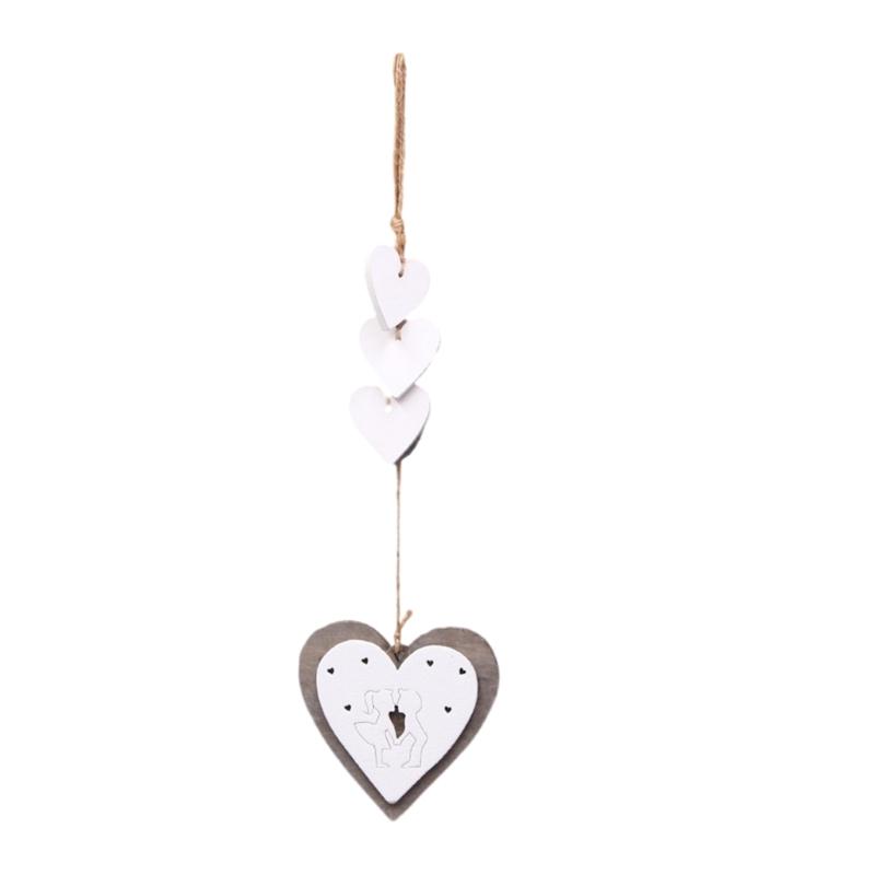 Natural Wooden Heart Shaped Adornment Bedroom Decorative Pendant Hanging Ornament for Weddings and Special Occasion