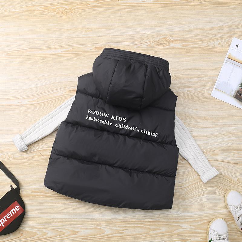 Autumn Winter Boys Girls Vest Solid Color Waterproof Thick Keep Warm Zipper Jacket for Kids Cotton Down Waistcoat