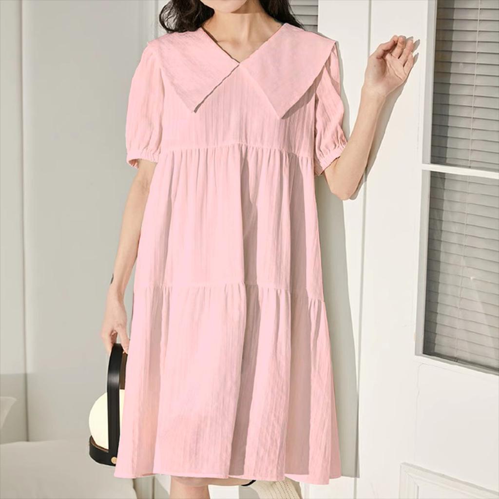 Sweet and gentle wind retro yellow dress female doll collar small fresh coffee break French temperament first love long dress