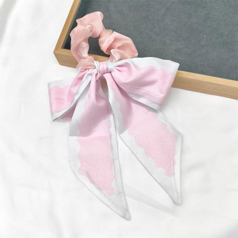 Printed Bow Hair Rope Elegant Ribbon Ponytail Hair Band For Women Sweet Rubber Band Hair Ring Fashion Headdress Hair Accessories