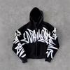 Unisex Streetwear Kapuzen-Reißverschluss-Sweatshirt Mit 3D-Druck Locker Geschnitten Langarm Pullover Herren Damen