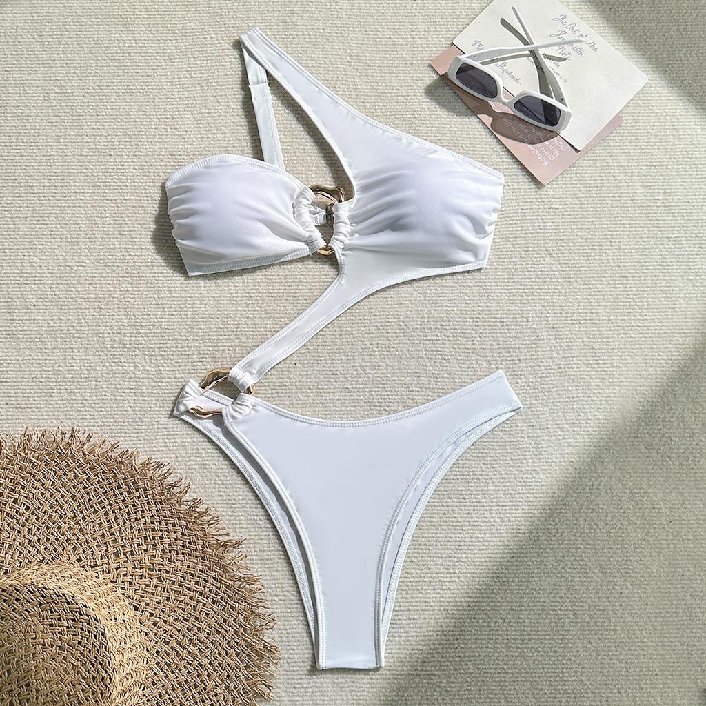 2026 Sexy Hollow Solid Color Special-shaped Accessories New One-piece Swimsuit Swimsuit Bikini