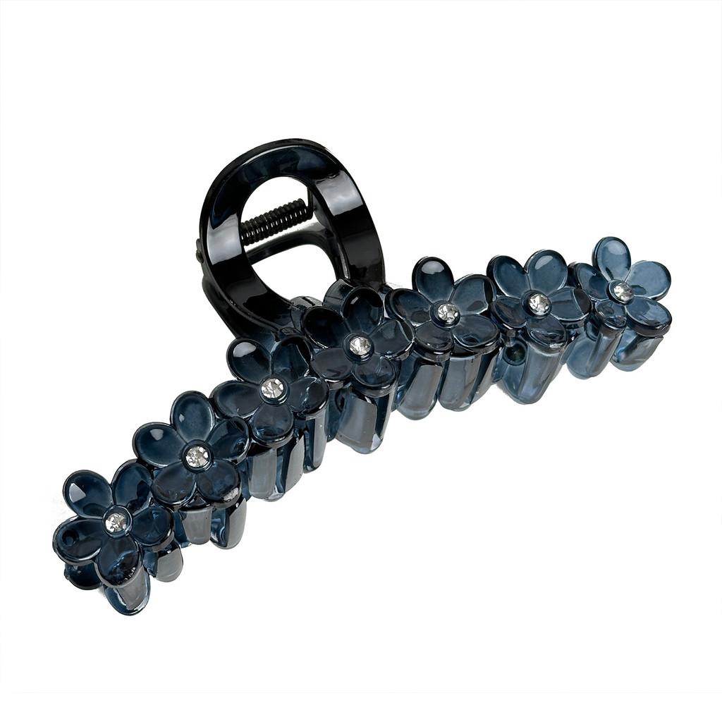 Large Vintage Floral Hair Claw Clip With Rhinestone Embellishments For Women