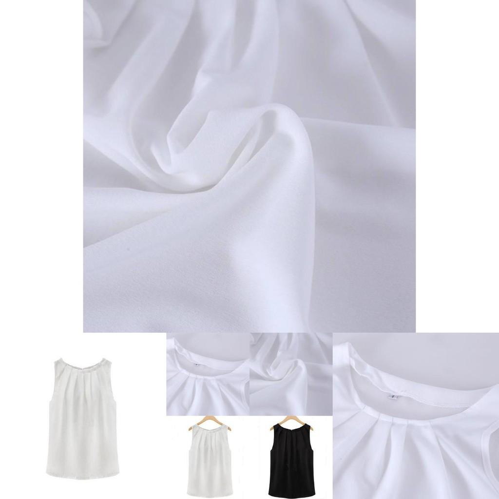 Chic Sleeveless Chiffon Tank Top Elegant Round Neck Pullover For Women
