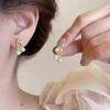 Exquisite and compact pearl cross-set diamond metal earrings fashion temperament light luxury versatile earrings
