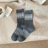 Ethnic-style Socks for Women, Mid-calf Socks for Autumn and Winter, Black, White and Grey, Retro Artistic Pile Socks, Cool Cotton Socks