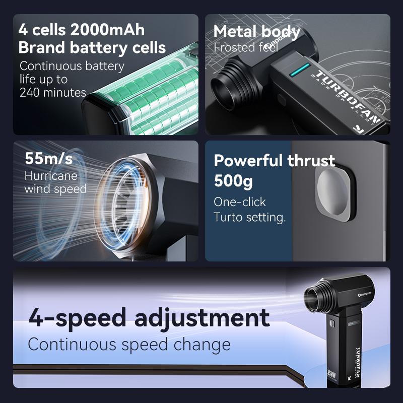 Booster TF40 Mini Violent Turbofan 350W 500g Thrust Dust Removal And Water Removal Outdoor Channel Motorcycle Water Blower Snow Blowing Artifact