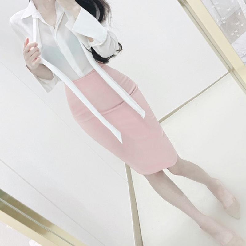Korean High Waist Back-Slit Bodycon Midi Skirt