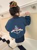 Children's Embroidered Cartoon Baseball Jacket - Winter 2025, Cotton Padded, Fleece-Lined, Long-Sleeved Coat