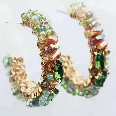 Exaggerated Personalized Shape, Crystal Earrings, Ethnic Style, Hand-Woven Temperament, Cheongsam Showing Face, Thin Earrings, Women