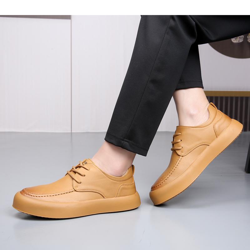Men's All-match Genuine Leather Sneakers Waterproof Vulcanized Shoes Men 2024 ComforthableWalking Shoes Lace-Up Men Casual Shoes