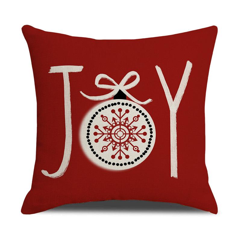 New Red Christmas Pillow Cover Linen Letter Print Pillow Living Room Decoration Sofa Cushion Cover