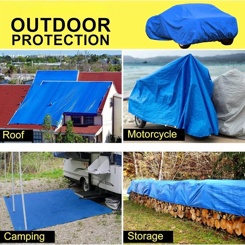 Waterproof Tarpaulin Heavy Duty PE Tarp Cover Canopy Water-Resistant Multipurpose Tarpaulin Covers for Garden Sunshade Sail