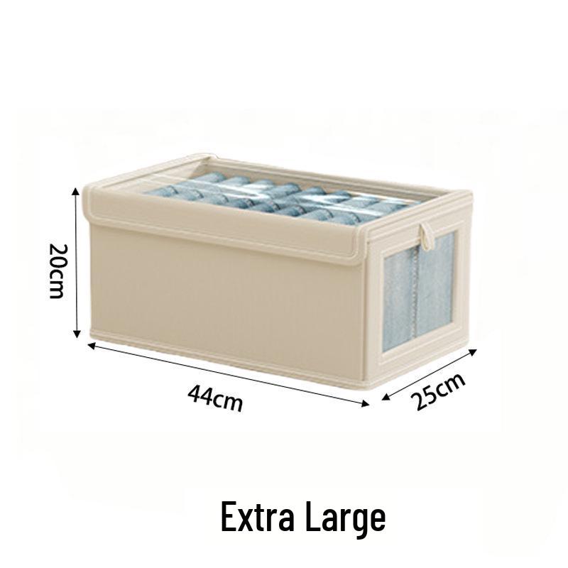 Cotton Linen Wardrobe Organizer Box with Mesh Visibility