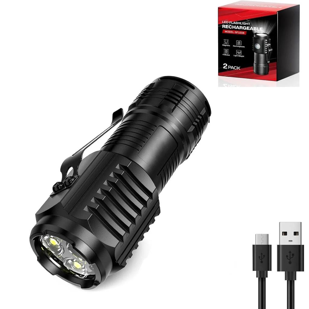 100000LM Super Bright Flashlight Type-C Rechargeable LED Torch Long Range Tactical Lamp for Outdoor Waterproof Camping Lantern