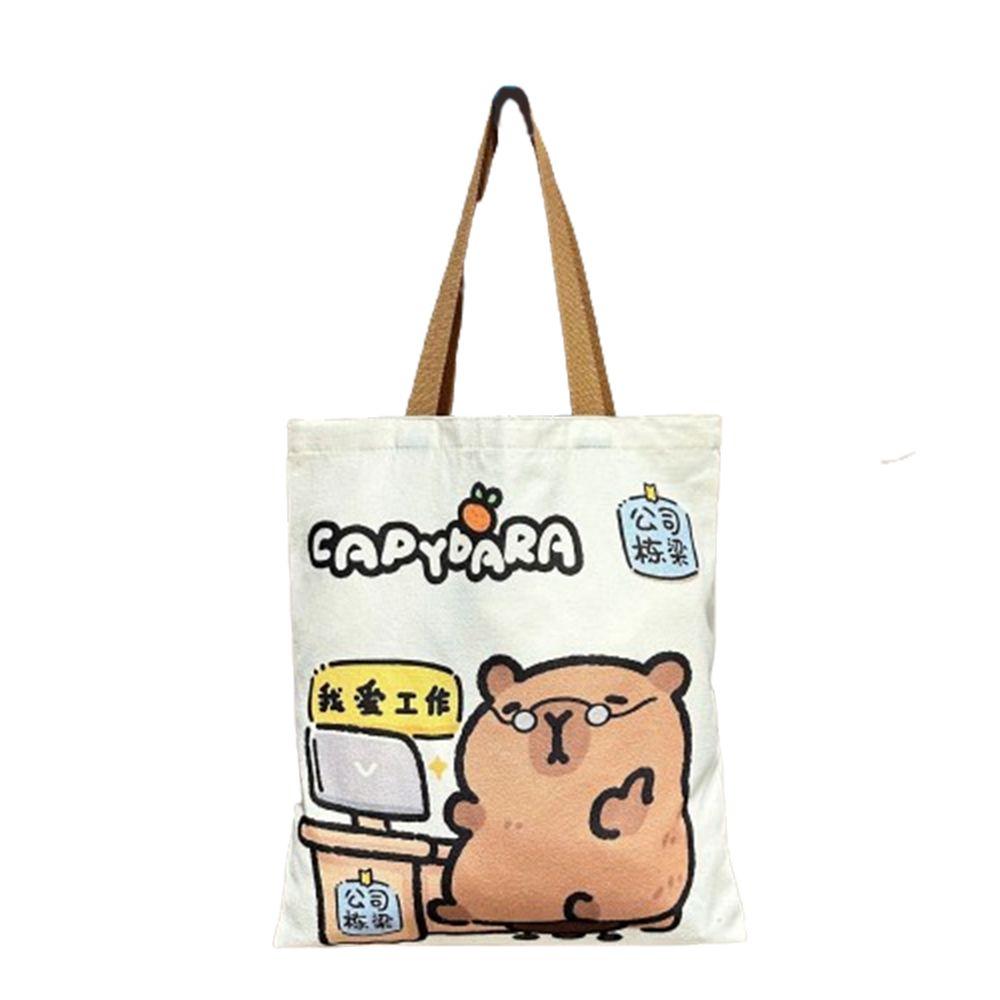 

Cartoon Pufferfish Canvas Bag Fashion Single Shoulder Sail Bag Capybara Handbag Unisex Style 1