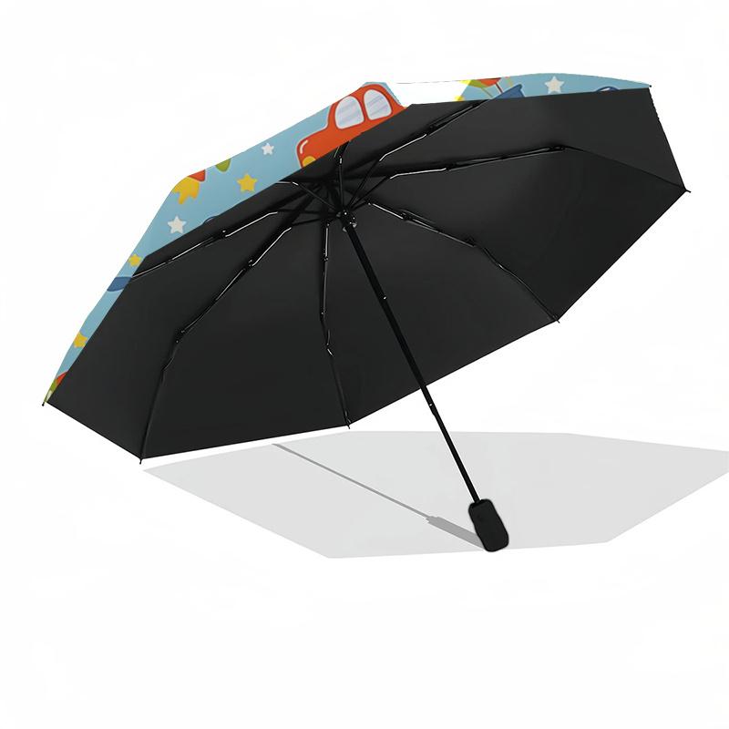 Transportation Theme Automatic Opening Folding Umbrella with 8-Bone Iron Frame - Perfect for Fans, Travelers, Daily Use, and Festive Gifts!1
