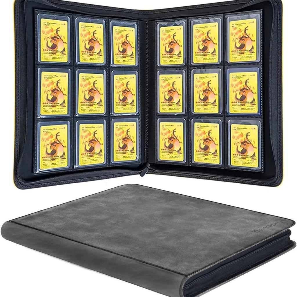 PU Suede 288 Hold TCG Card Binder 9 Pocket Zippered Waterproof for Pokemon YuGiOh Magic Cards Anime Game Card Collection Album