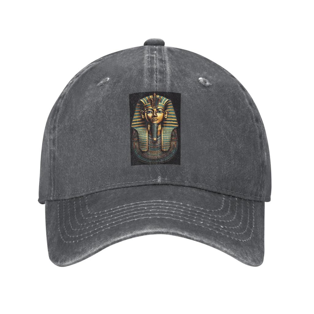 Egyptian Pharaoh With Golden Crown Illustration Denim Fabric Cap Casual Baseball Caps Adjustable Hat Summer Unisex Baseball Hats