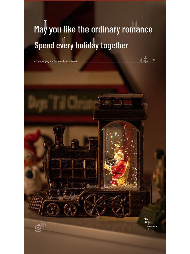 Vintage Light-Up Santa Claus Train Christmas Ornaments for Toddlers