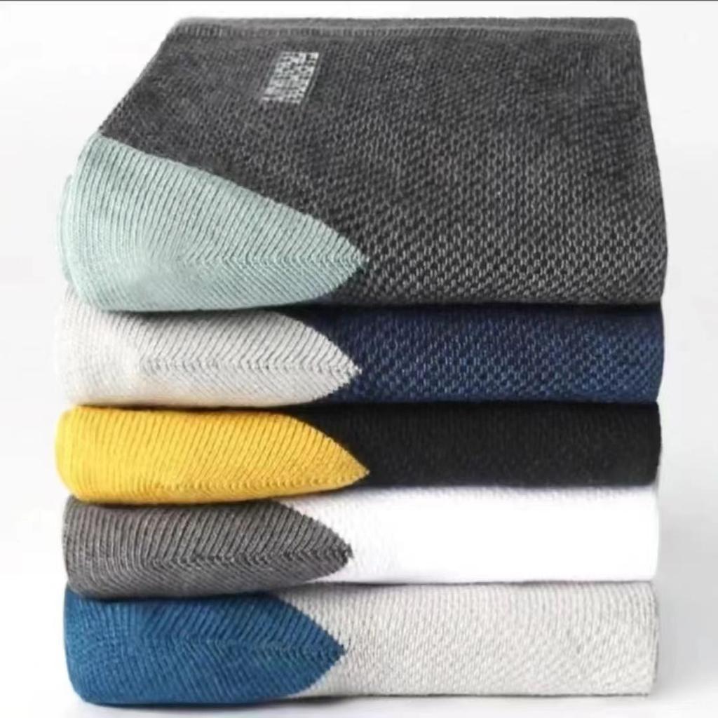 Breathable Socks Men'S Deodorant Sweat-Absorbing Antibacterial Mid-Tube Cotton Socks Sports Retro Black Polyester Cotton Socks