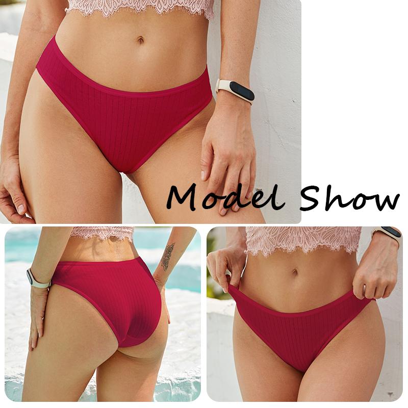 4PCS/SET Women's Cotton Panties Sexy Soft Striped Underpants Solid Color Briefs Female Comfortable Stretch Lingerie M-XL