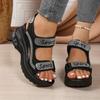 Women's Casual Sandals, Wedge Thick-Soled Sandals. Outdoor Beach Shoes, New Women's Sandals, Rhinestone Decorated, Fashion Women's Shoes