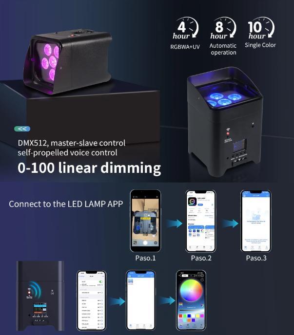 Battery Powered LED Par Lights Flightcase 6x18W RGBWA UV 6in1 Wifi Remote Phone APP&Wireless Controller Wedding Uplight DJ Atmosphere