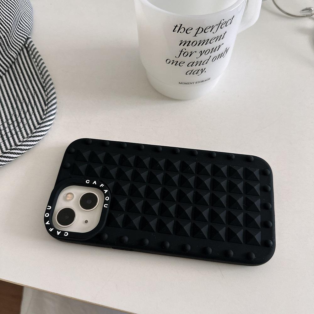 Liquid Silicone Rivet Phone Case For iPhone 16 15 14 Plus 13 12 Pro Max Silky Touch Solid Color Shockproof Protective Soft Cover