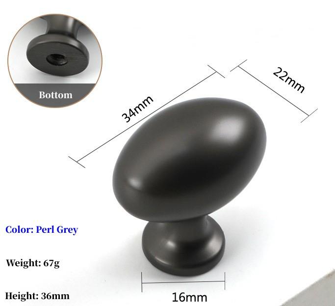 Poignées de Meuble Ovales en Alliage de Zinc à Trou Unique Disponibles en Plusieurs Couleurs Adaptées aux Poignées d'Armoire de Cuisine et aux Boutons de Tiroir