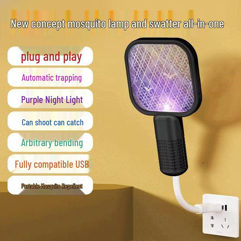 USB Rechargeable Multi-functional Mosquito Swatter - Portable, Electric Repellent and Lure for Indoor/Outdoor Use