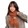 Winter new Korean version versatile solid color fringed edge dopamine long scarf winter warm and cold scarf